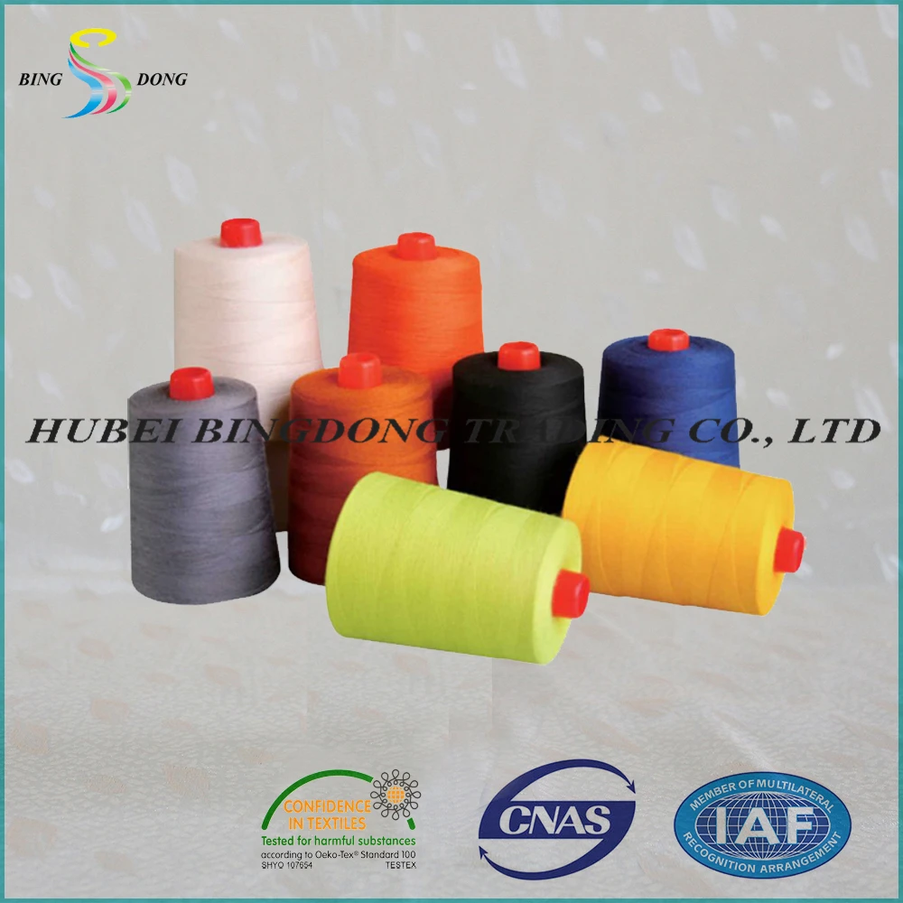 Крашеные цвета 2500y 3000y 4500y 5000y в рулоне 100% полиэфирная швейная нить 40/2