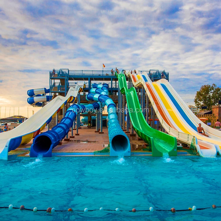 Cowboy fiberglass material water slide water park rides for sale