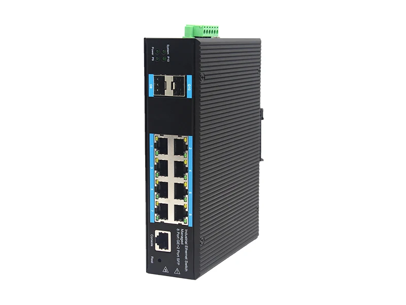 10/100/1000Base-T managed industrial 8 port POE Network Industrial Switch with 2SFP