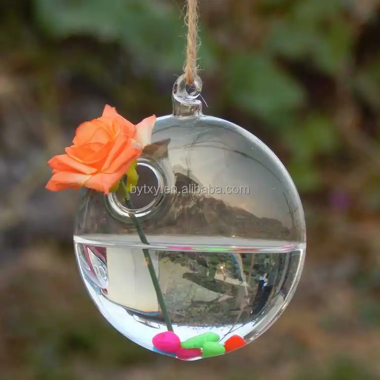 mouth blown decorative cystal round ball glass vase