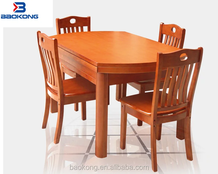 Solid Wood Round Folding Dining Table For Home Dining Room