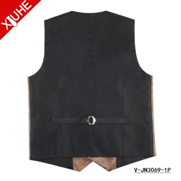 
Slimming 100 Polyester Men Vest New Design Paisley Double Breasted Wedding Waistcoat Set 
