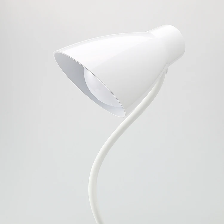 white ABS plastic   flexible goose neck led  desk reading lamp clip on table edge  for reading