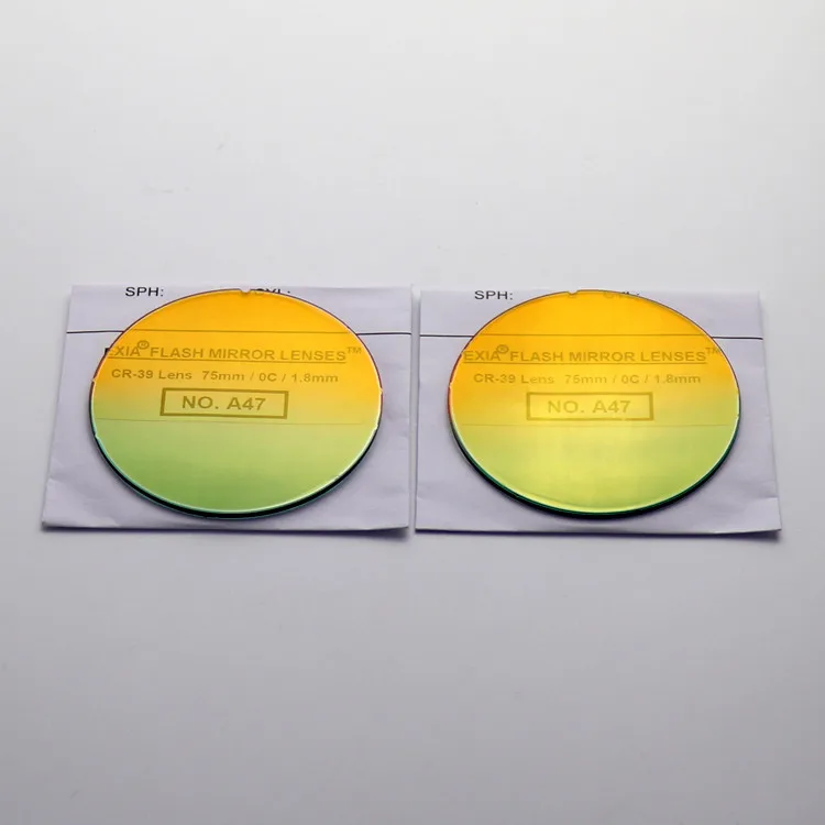 EXIA A47 Flash Mirror Lenses Orange Gradient Green 75mm Sunglasses Lenses Flat Base 0 UVA