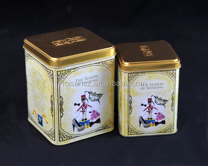 square metal tea tin can coffee tin box custom boxes with logo gift box packaging