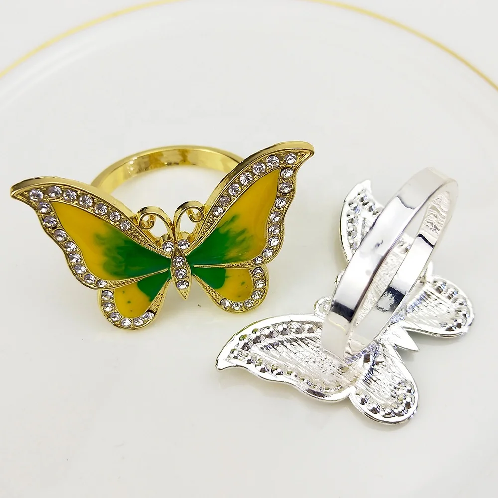 Кольцо для салфеток с золотистыми и серебристыми бабочками оптом