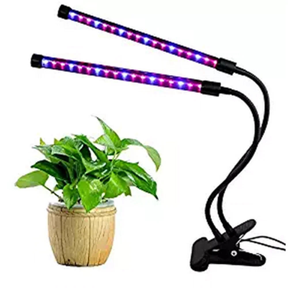 18W Dual Head LED Plant Grow Light,Dimmable Grow Lights Desk Clip with Adjustable Gooseneck for Indoor Plants