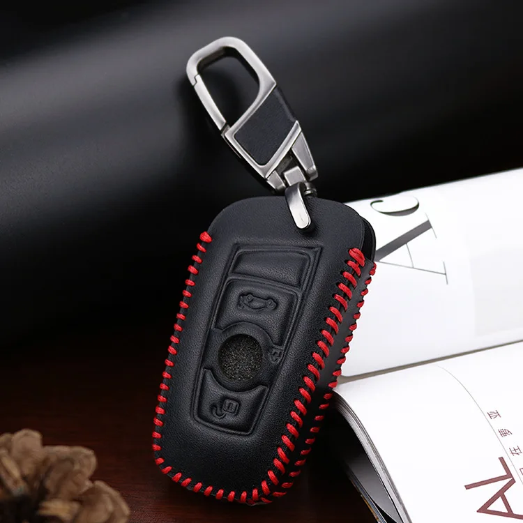 Genuine Leather Car Key Cover Key Holder Car Keyring Keychain suitable for BMW and other car models
