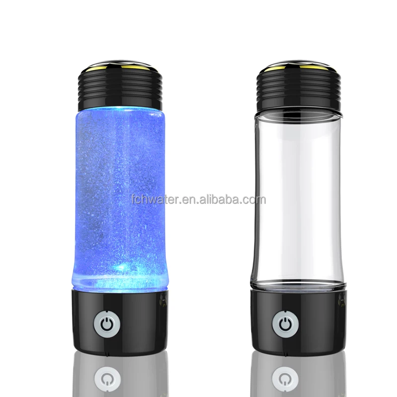 Transparent glass anti aging colorful light hydrogen water bottle machine hydrogen-rich water ionizer