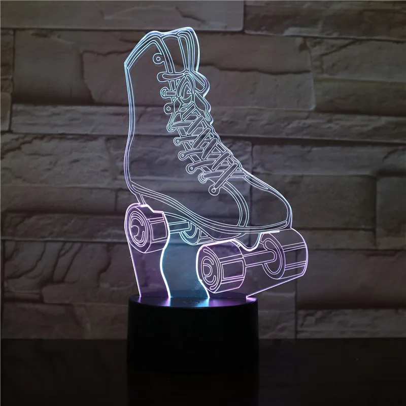 Roller Skates Tricolor 3D Illusion Lamp Kids Children Toys Three Colors LED Night Light With Touch Switch