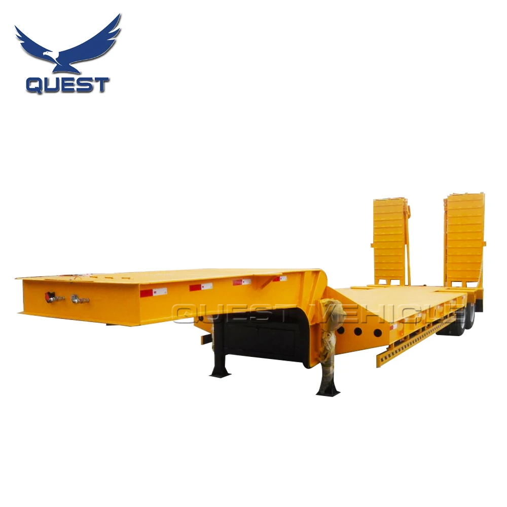 2 Axles 30 Tons Heavy Duty Machinery Transport low bed chasis low flatbed semi trailer