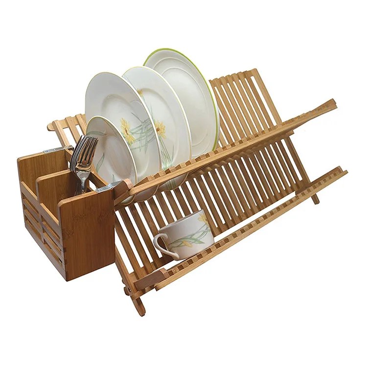 Wholesale Kitchen Drying Wooden 2 Tier Dish Rack