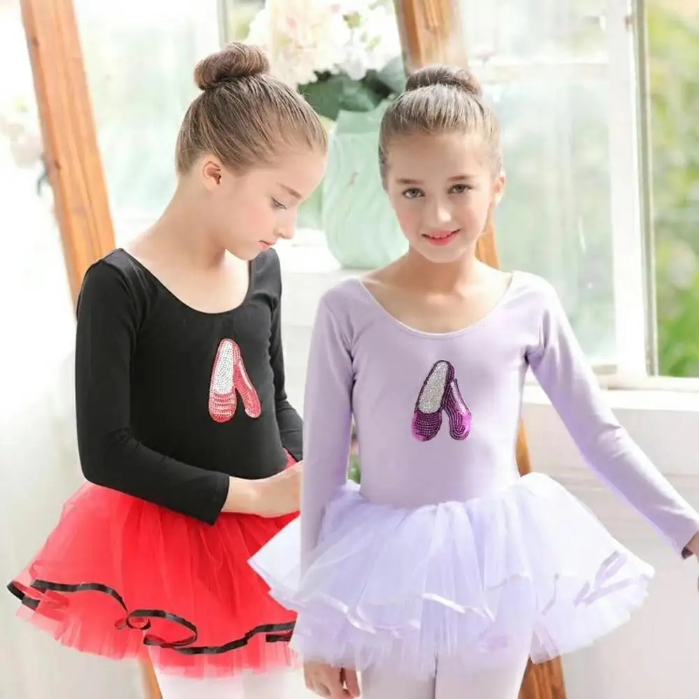 Little Girls Tutu Dress Leotard for Ballet Dance Sequin Costume Gymnastic Big Girls