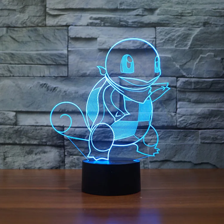 Little Turtle LampAcrylic 7 Color Changing USB charge 3D LED squirttle night light with 3D luminous Decor table lamp nightlight