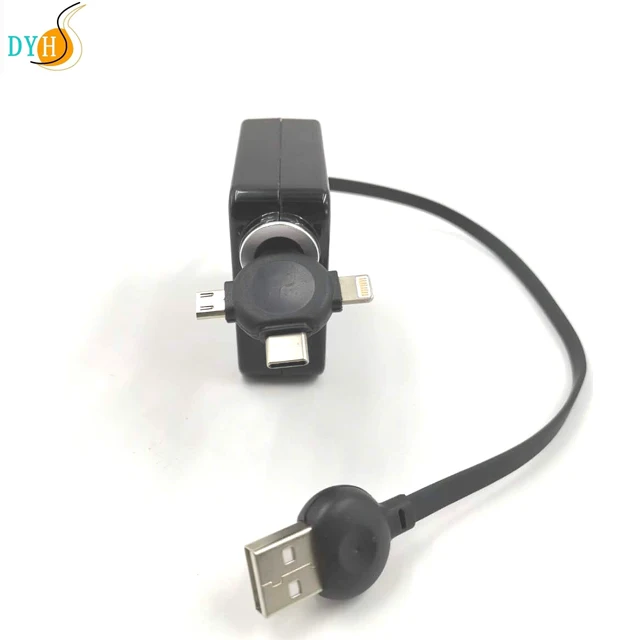 2019 new USB extension cord one single side pull out retractable 1for3 USB cable