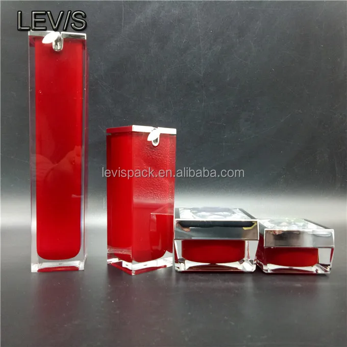 
High end market squareluxury cosmetic packaging set bottle and jars 