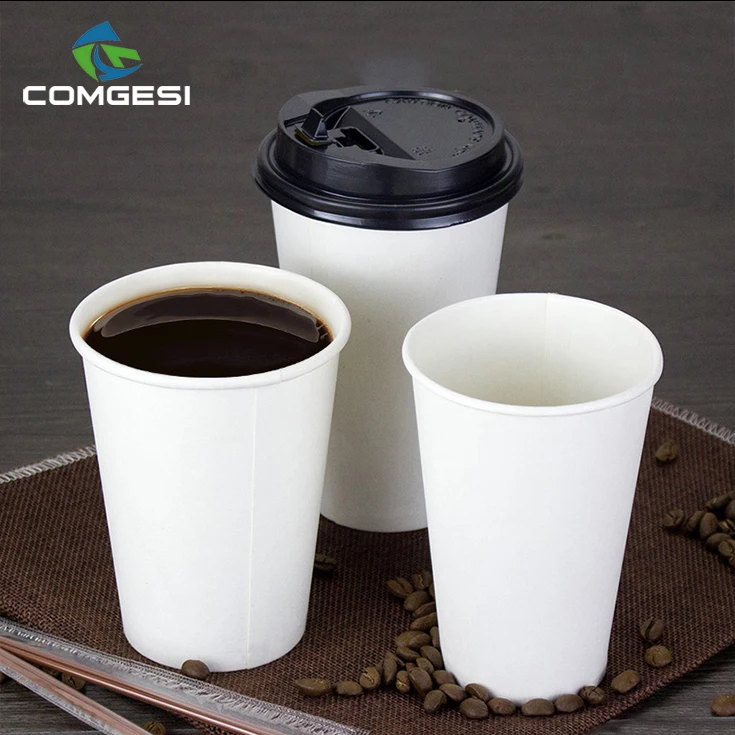 
wholesale printing paper coffee cups white cups for hot coffee with plastic lids sleeves 
