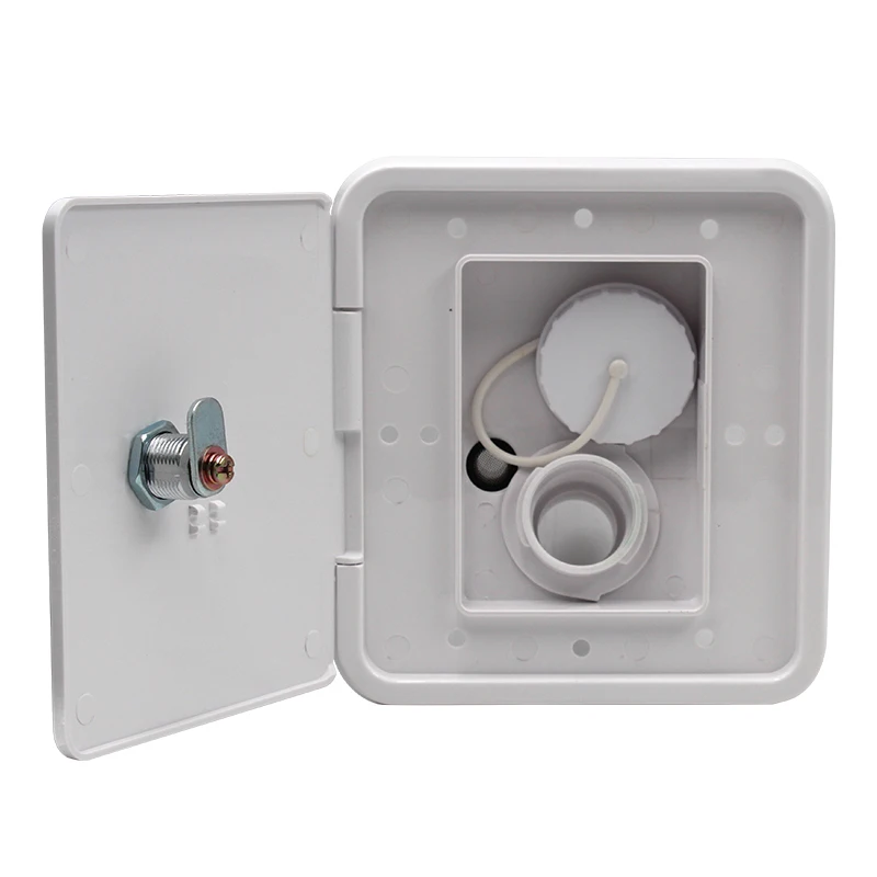 
White Gravity/City Water Inlet Hatch Fill Dish Lock Keys RV Trailer 