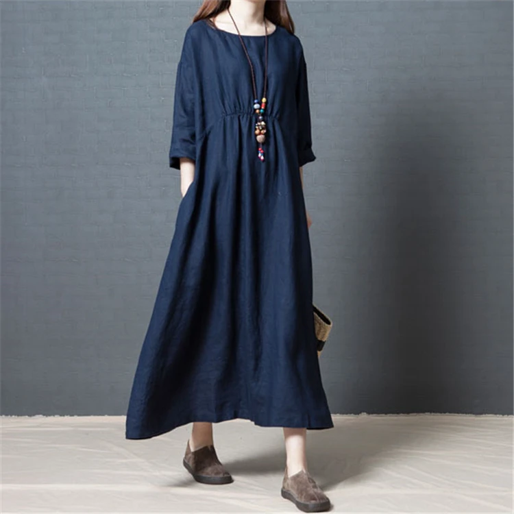 
New Fashion Women Long Linen Dresses in Stock 
