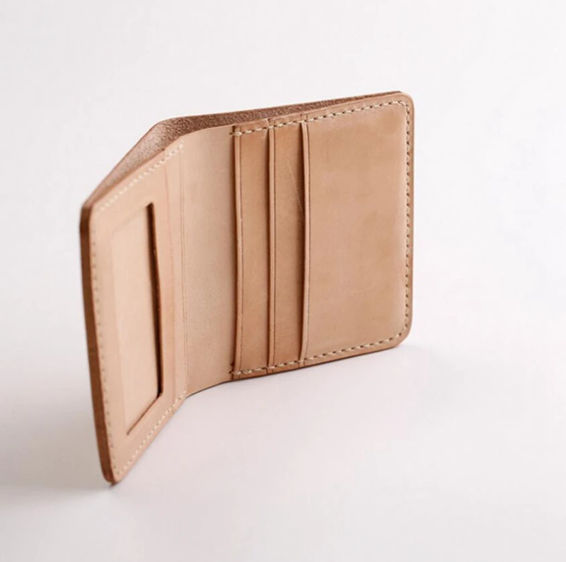 Dreamtop DTE215 fashion vegetable tanned leather wallet customized bifold style mens wallet leather