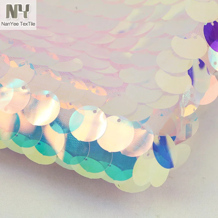 Nanyee Textile High Density Big Dot Blue Pink Iridescent Sequin For Costume