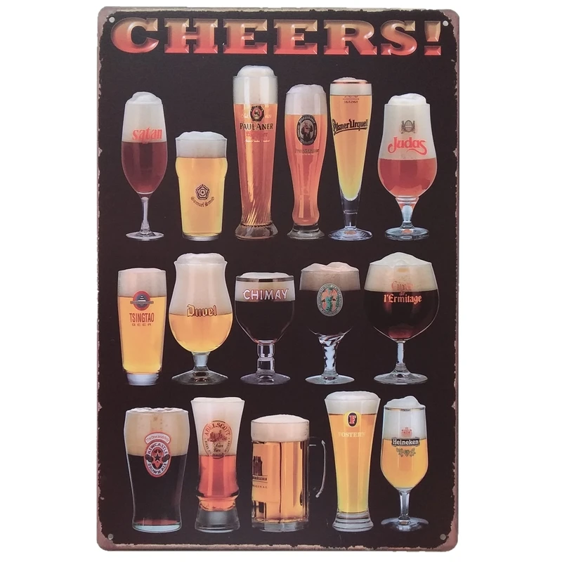 Beer group portrait Tin Sign Bar Pub Home Wall Decor Retro Metal Art Poster Metal Plate Plaques Beers of the world