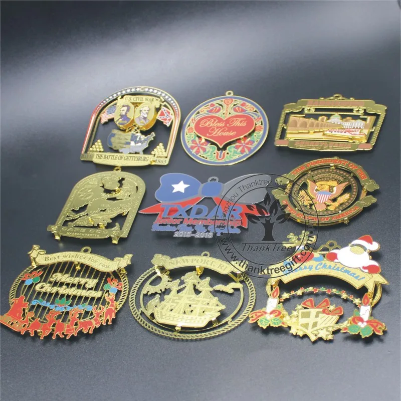 2017 новые горячие пользовательские Гравированные латунные рождественские украшения