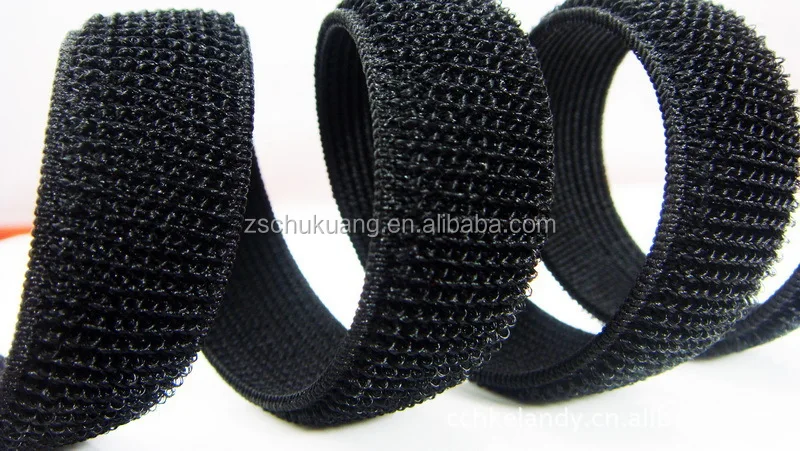 Factory supply flexible black and white hook and loop elastic straps with a buckle