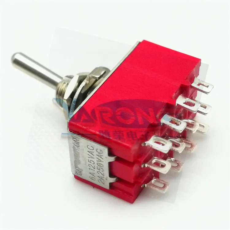 MTS-403 6MM 4PDT Latching Miniature Toggle Switch ON OFF ON 12Pin