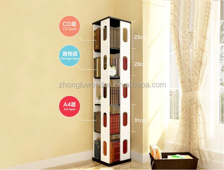 cao county 2017 Hot sales A-1702 Revolving Media Tower walnut wooden revolving bookstand