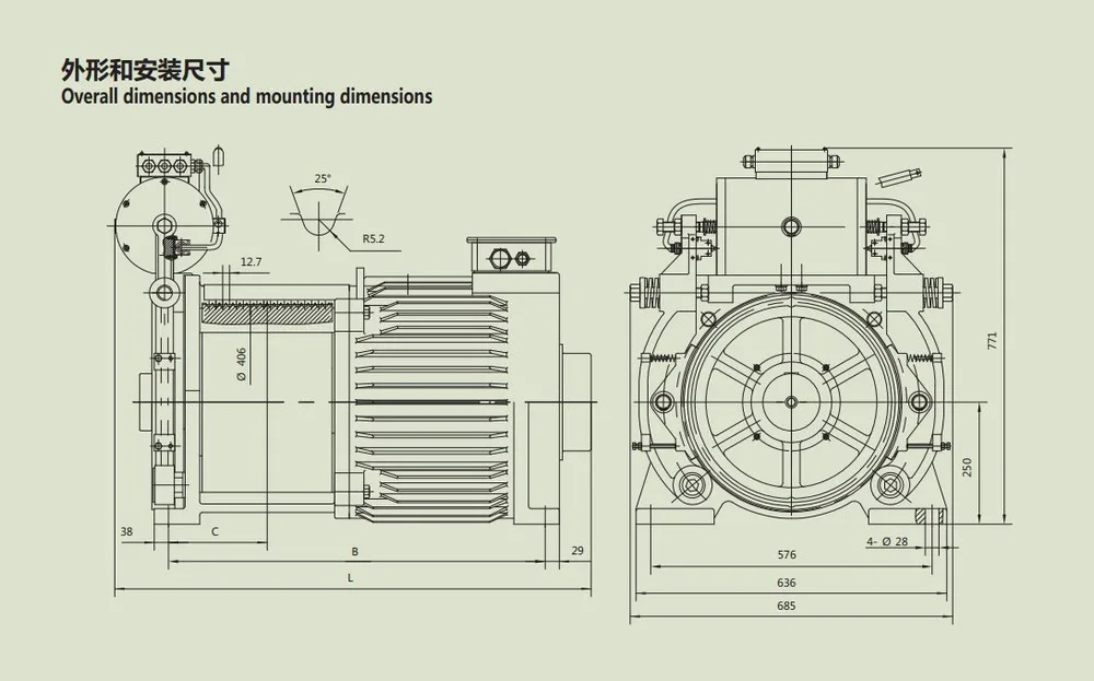 Gear Box Motor Gearless Elevators Parts Name
