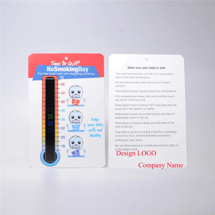 OEM Custom Design Cute  LCD  Room Thermometer Card Thermometer Strip