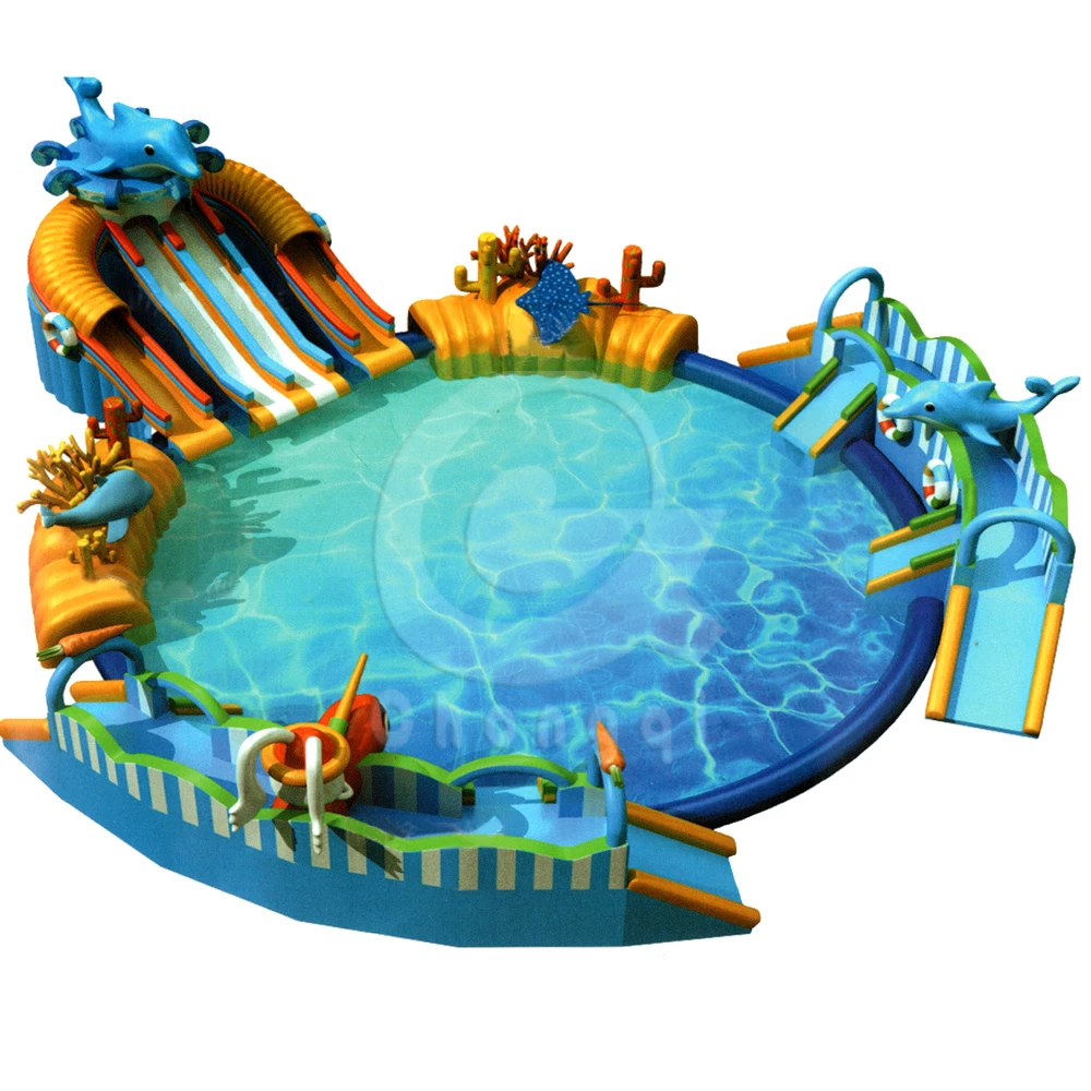 chongqi parque acuatico inflable acuatico obstaculos juegos inflable
