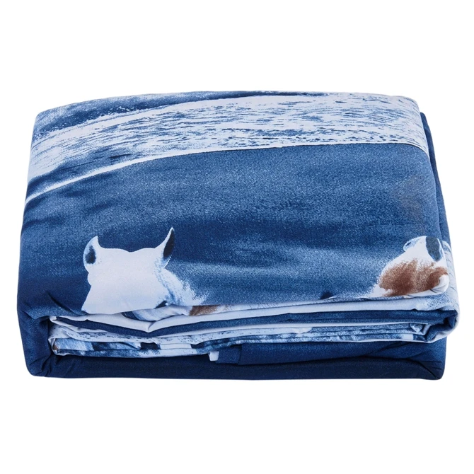 
European Style 3D Running White Horse 100% Polyester Bedclothes With Pillowcase Quilt Cover , Bed Sheet Set , Bedding Set 