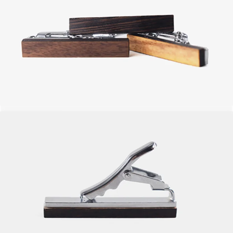 wooden cufflinks tie clip set with custom logo
