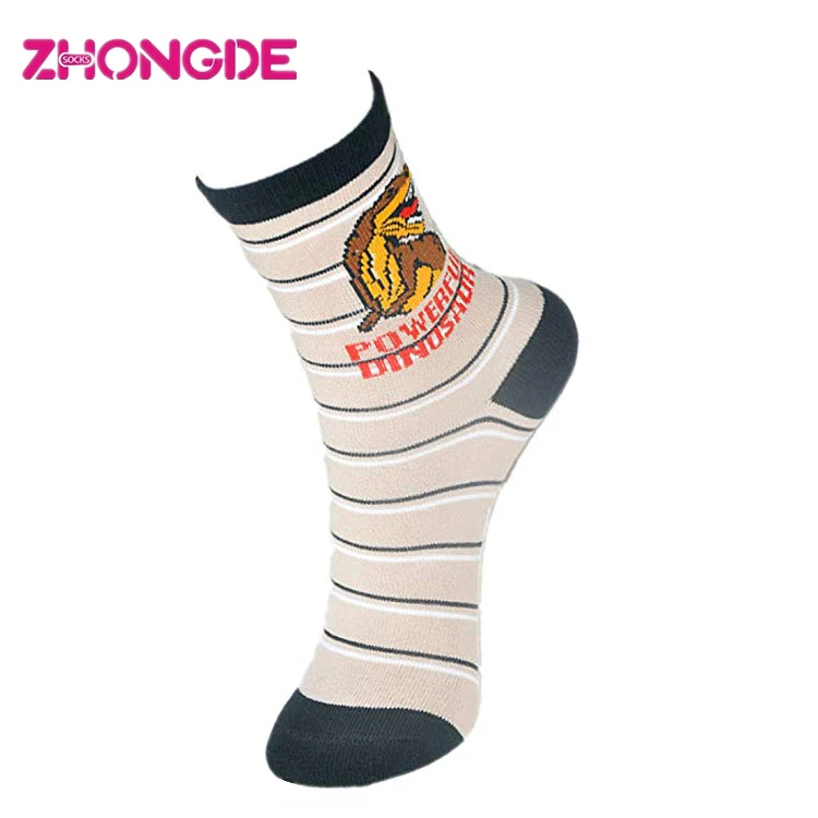 Детские модные спортивные носки с мультяшным рисунком динозавров и логотипом на заказ для мальчиков