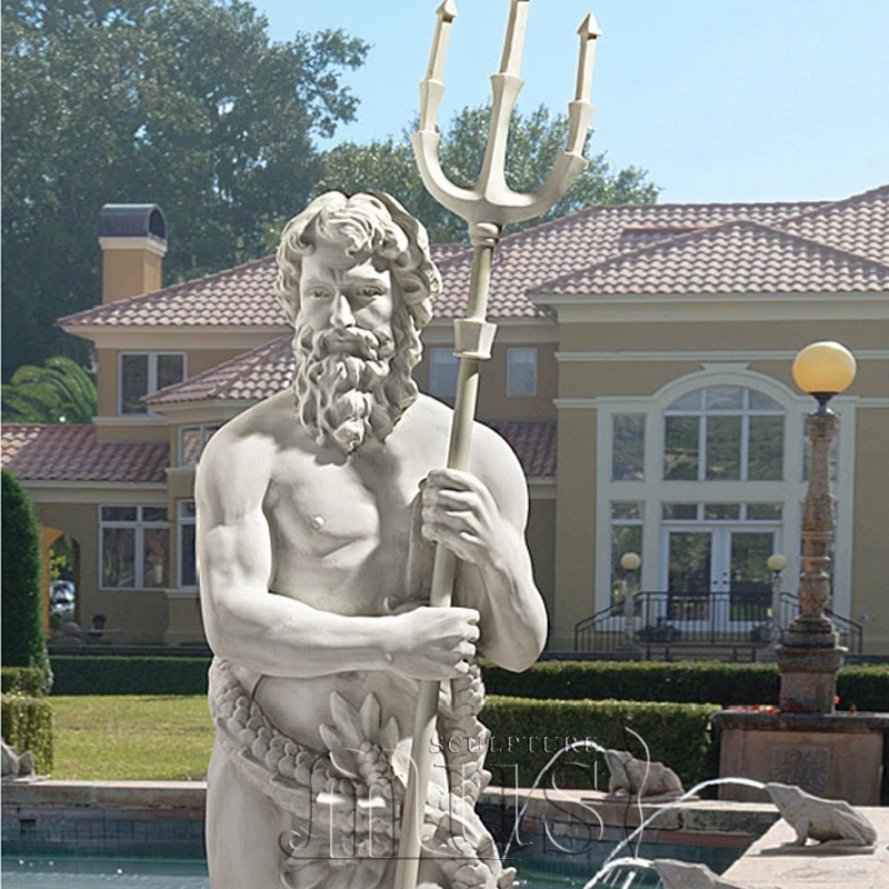 Garden Decoration Antique Marble Poseidon Sculpture