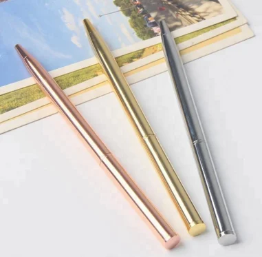 
Factory price wholesale custom silver gold thin metal brass pen with laser logo 