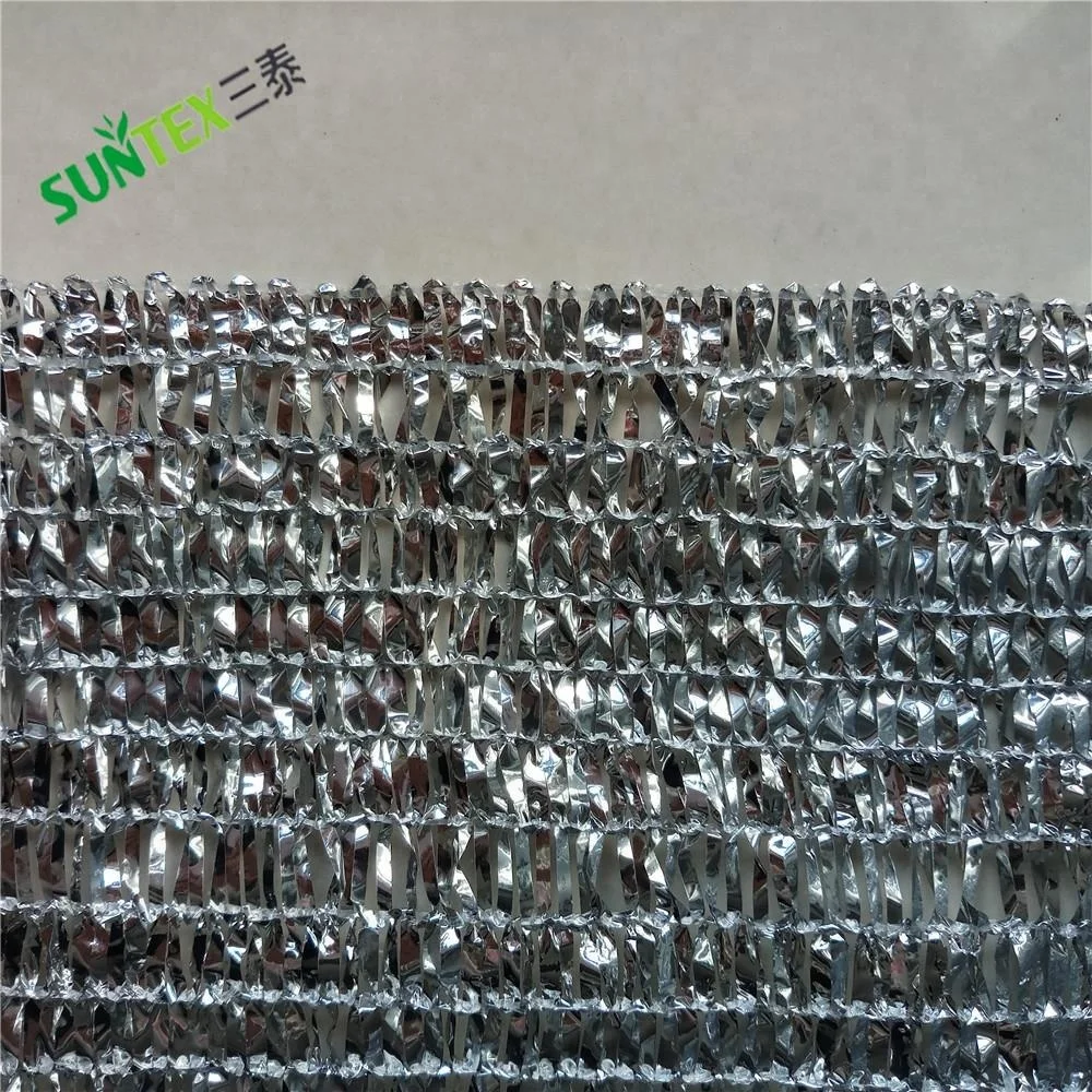 85% shading knitted silver aluminum foil sun shade mesh netting with grommets for pet kennel shade covering