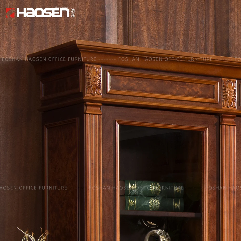 HAOSEN 0807A Luxury Boss Use Home Room Four Doors Book Cupboard Wooden