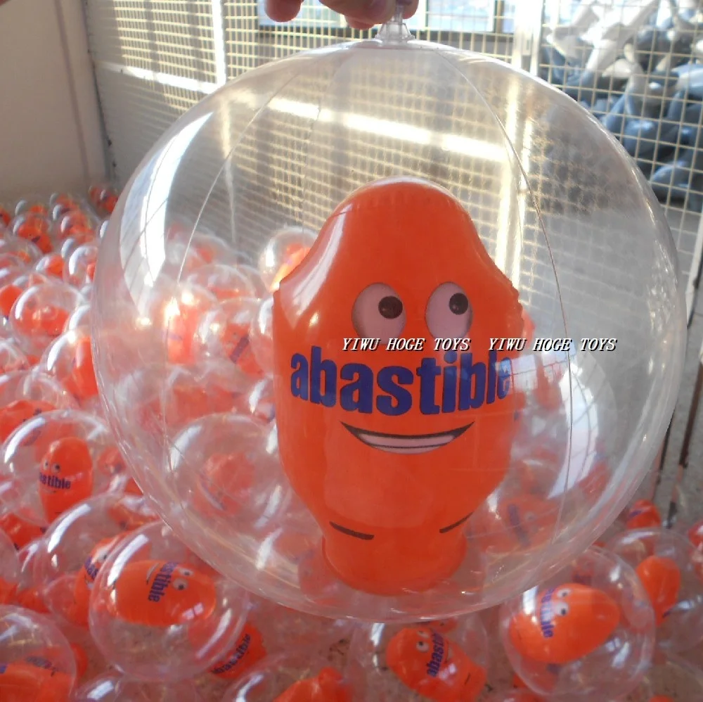 PVC summer fun inflatable 3D animal beach ball with fish inside