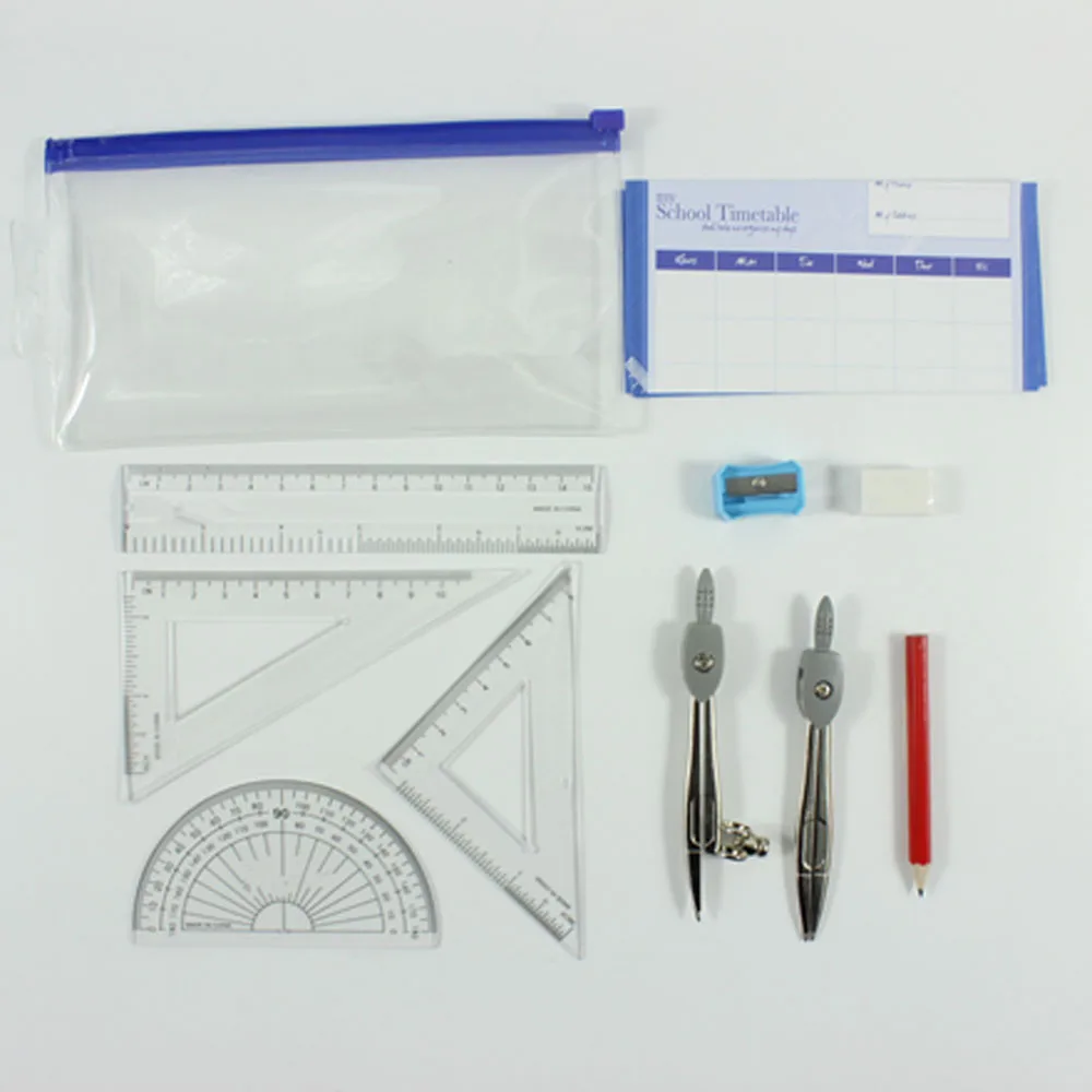 High quality customized brand geometry set with PVC bag for students