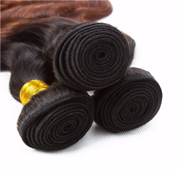 body wavy Ombre 3 Bundles with Closure Deals T1B/33# Human Hair Bundles With Closure Malaysian Hair Weave Non-remy Hair