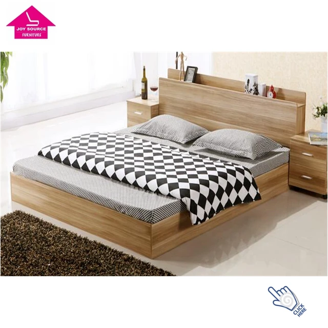 Modern King Size MDF Wooden Double bed with Storage Box drawer