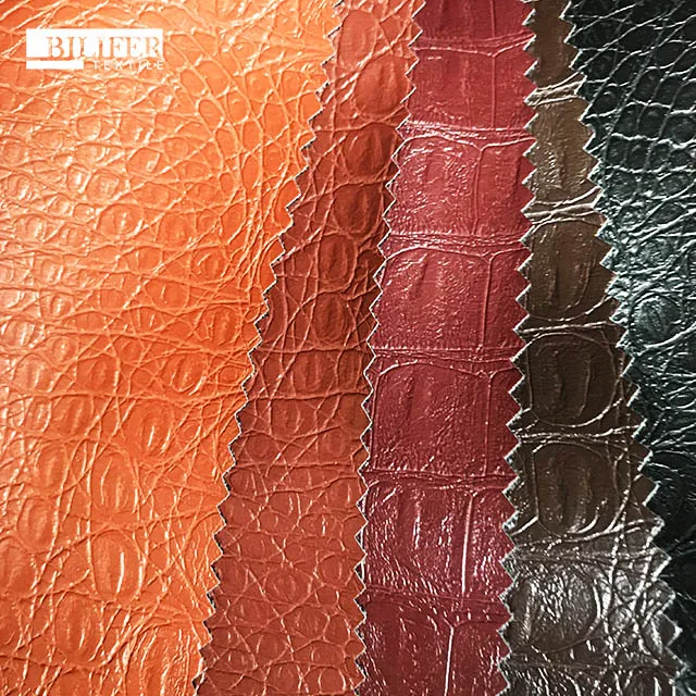wholesale  good quality leather fabric artificial leather embossed crocodile pu leather