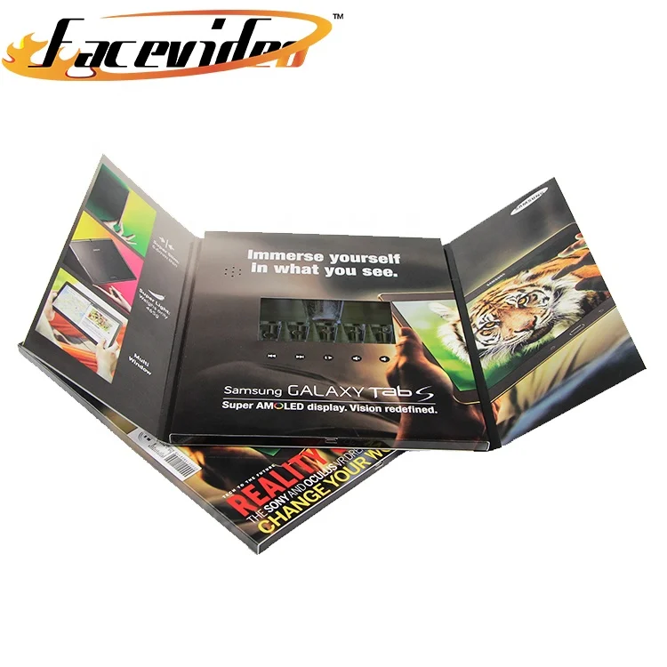 fashion design handmade double door open 4.3 inch video brochure lcd screen greeting card for business wedding gift birthday