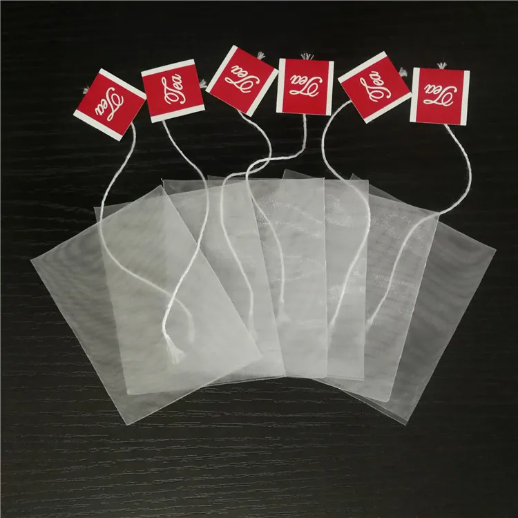 
Biodegradable triangle empty pyramid shape nylon mesh drawstring tea bag 6.5*8cm 