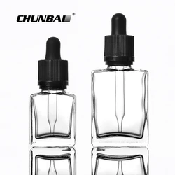 amber clear green rectangular glass bottle for smoking oil glass dropper bottle