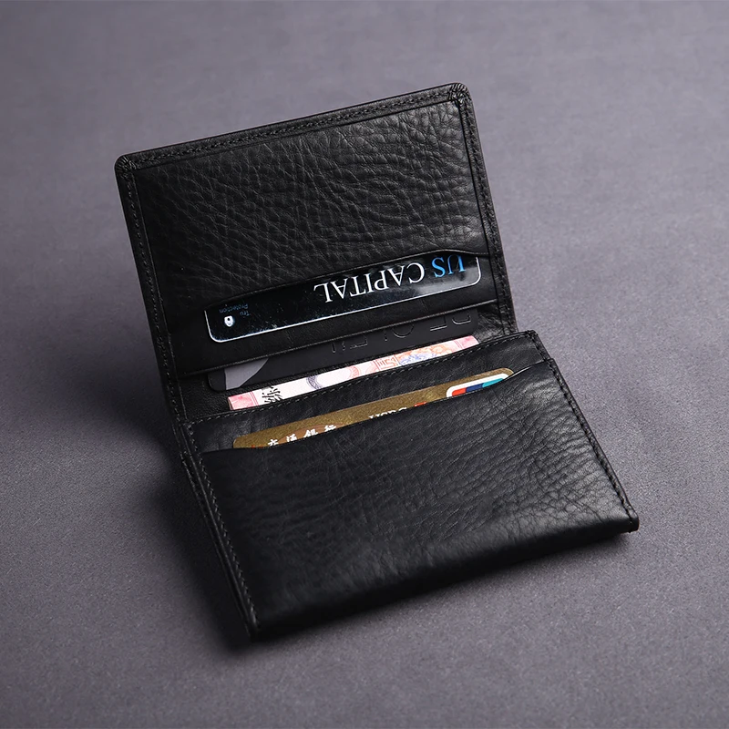 Highest Quality Leather Pocket Business Card Holder Genuine Leather Id Card Holder