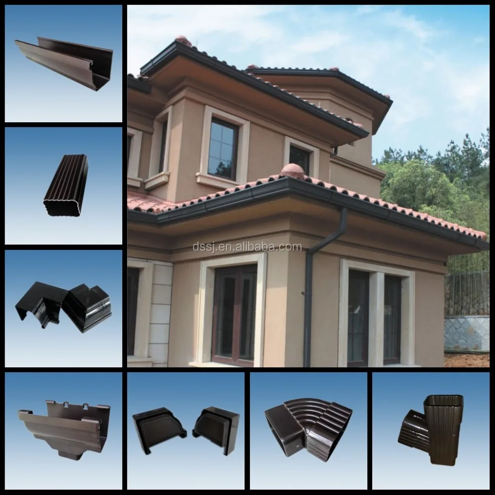 New design pvc roofing gutter and downspout,plastic building material pvc rain gutter for house roof